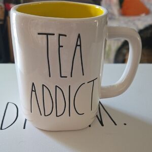 Rae Dunn White Ceramic Mug with Yellow Interior - TEA ADDICT